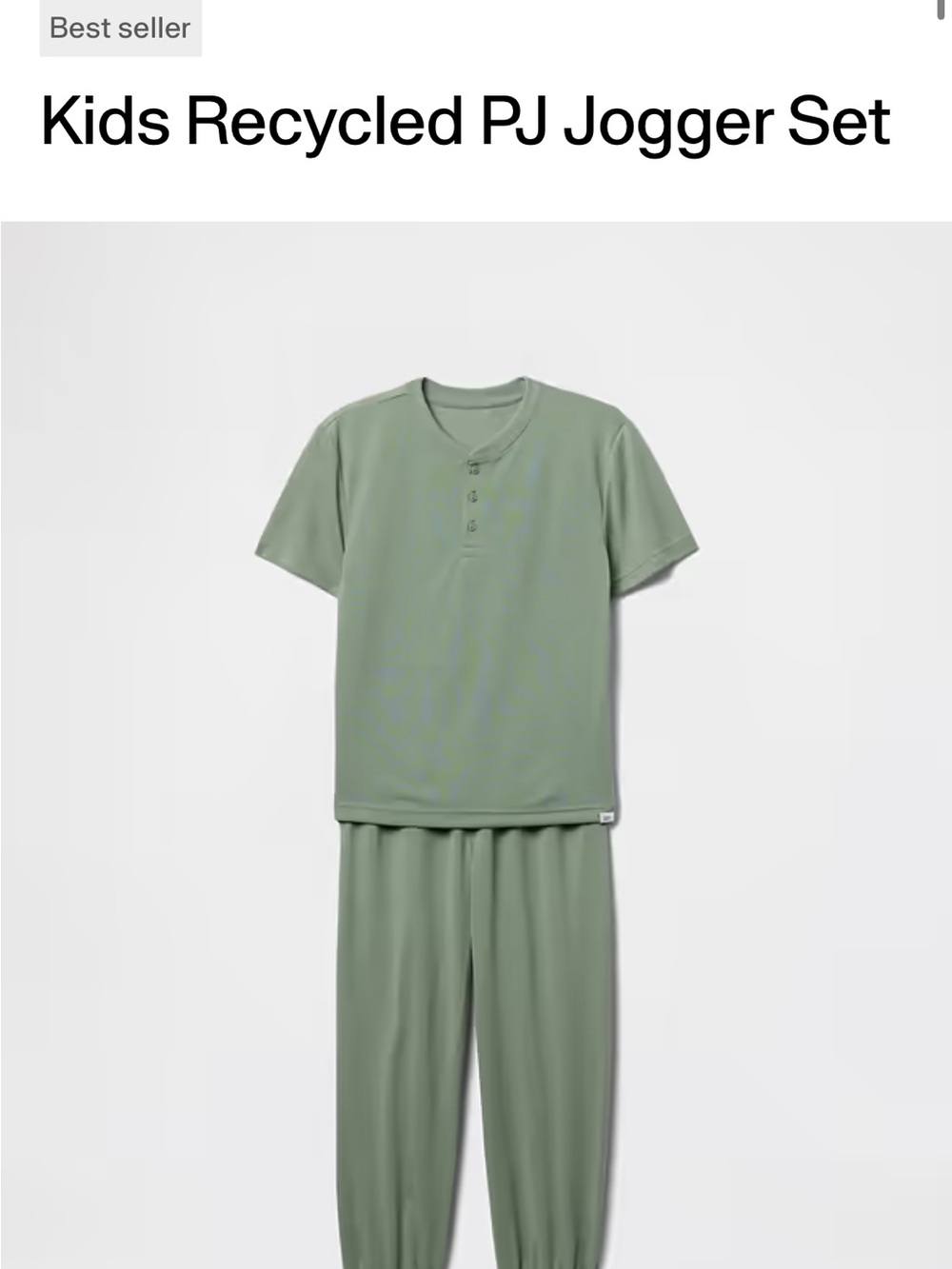 GAP Kids Short-Sleeve Henley and Jogger Pajama Set - Gasoline Green